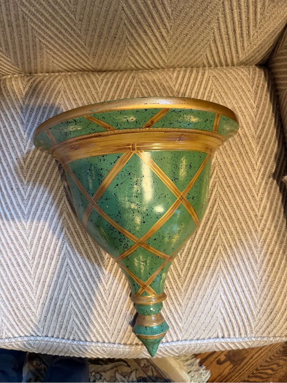 Decorative Green and Gold Wall Sconce Accent Shelf